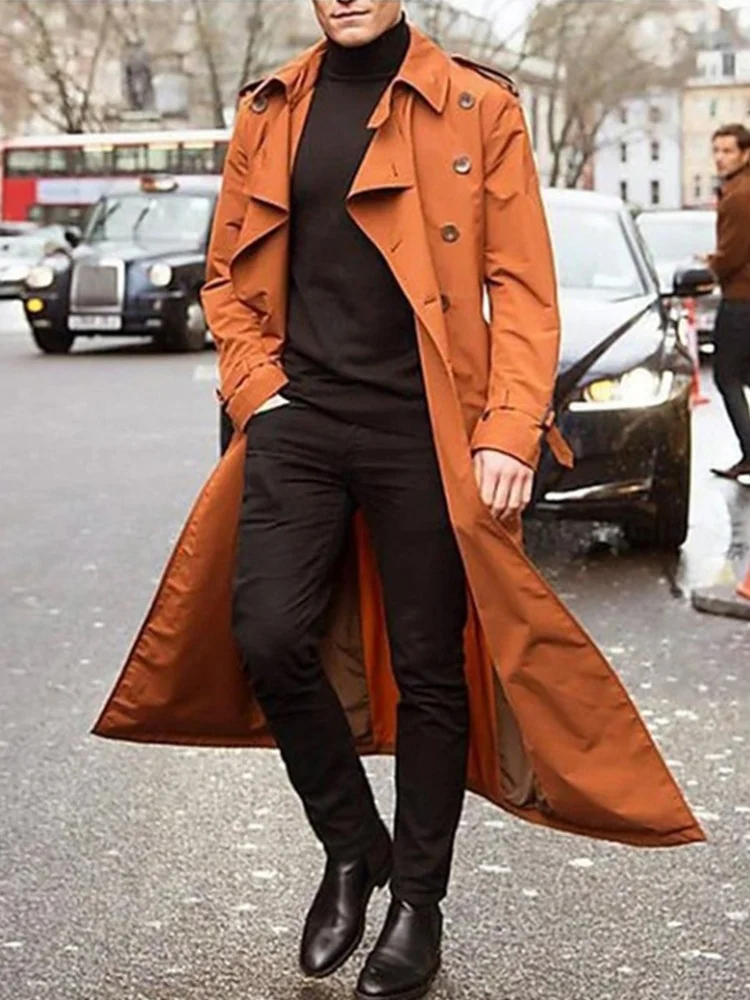Trench - Coat fin pour hommes, Streetwear, mode, manteaux britanniques surdimensionnés de styliste, vêtements pour hommes avec épaulettes, vestes pour printemps - Miniature 5