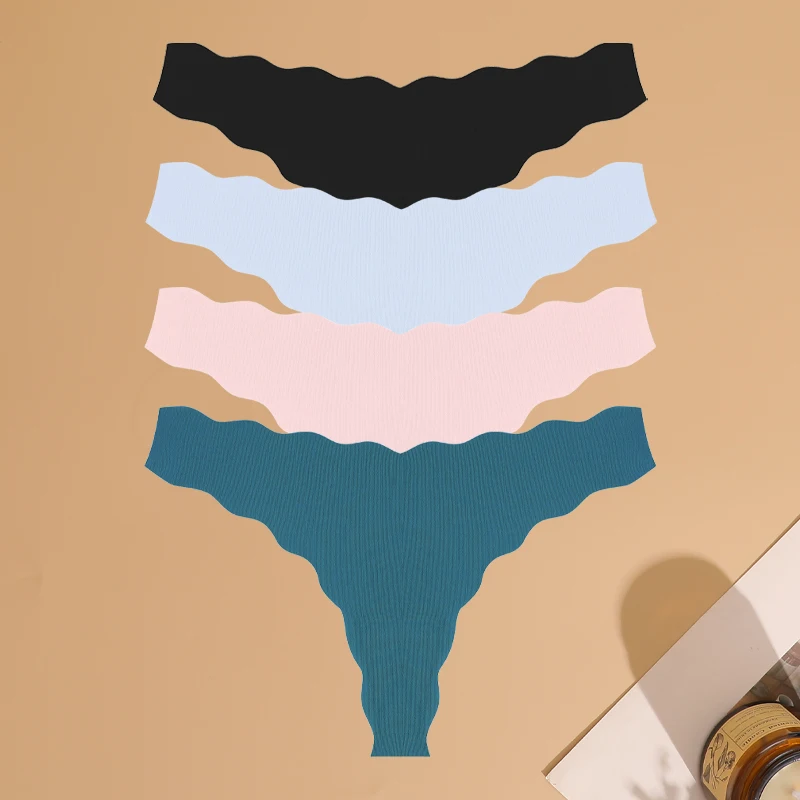 FINETOO - String Ultra Doux Sans Couture pour Femme, Culotte Invisible et Respirante, Sous - Vêtement Sexy de Couleur Unie, 4 Pièces - Miniature 15