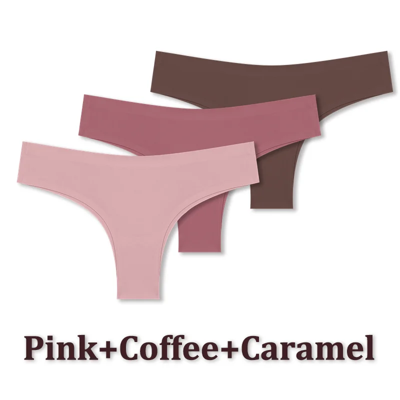 3 pièces sans couture Maillard culotte Ultra - mince culotte brésilienne femmes glace sous - vêtements en soie culotte Sexy taille basse string femme solide - Miniature 26