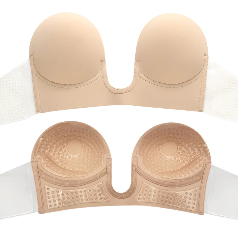 Soutien - gorge Push Up Invisible en Silicone, sans bretelles, robe de soirée de mariage, soutien - gorge collant, brassière respirante, sous - vêtements en U profond - Miniature 9