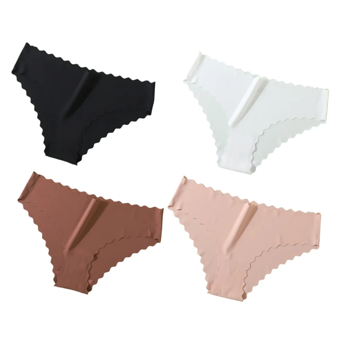 4 pièces/ensemble culottes classiques femmes taille basse slips femme sous - vêtements couleur unie culotte en soie glacée Lingerie Sexy XS - XL - Miniature 34