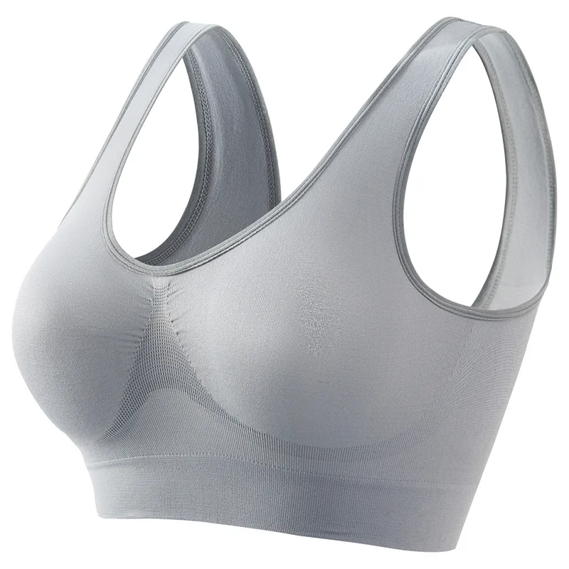 Soutien - gorge de Sport pour femmes, grande taille, sans anneau en acier, sous - vêtements sans couture, coussinet de poitrine amovible, course à pied, gilet de Yoga, 1 pièces - Miniature 7