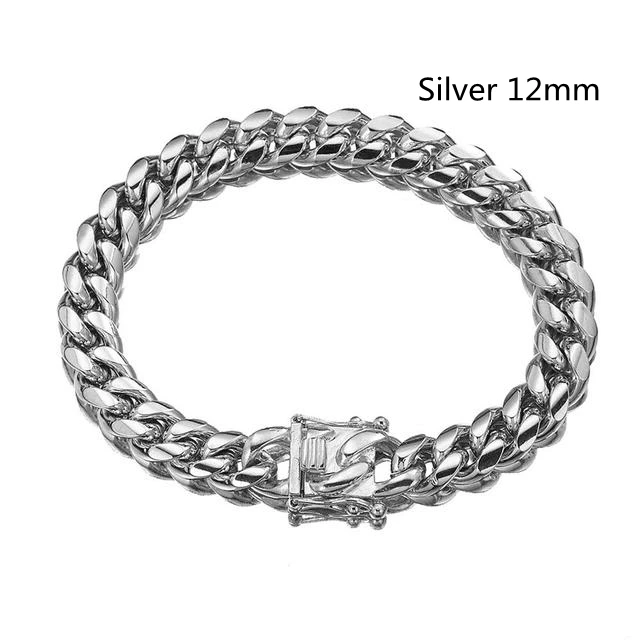 Bracelet en acier inoxydable couleur or/or Rose, chaîne à maillons cubains, bijoux 7 - 11 pouces pour hommes et femmes, 8/10/12/14/16/18mm - Miniature 17