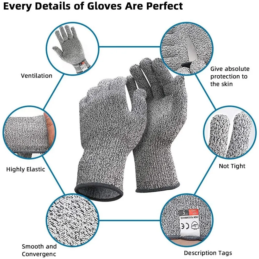 Gants de protection contre les rayures en PE pour les jardins de cuisine, protection contre les coupures de verre pour les jardiniers, niveau 5 - pas cher - livraison - Miniature 5
