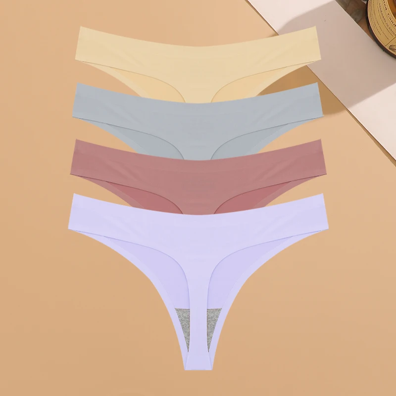 Sous - vêtements sans couture ultra - minces pour femmes, culottes invisibles, tongs de glace sexy, bikini taille basse respirant, lingerie extensible, 4 pièces - Miniature 25