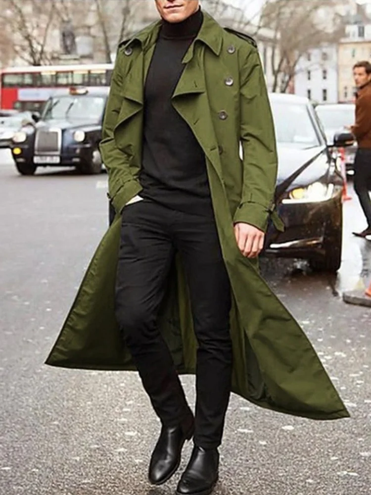 Trench - Coat fin pour hommes, Streetwear, mode, manteaux britanniques surdimensionnés de styliste, vêtements pour hommes avec épaulettes, vestes pour printemps - Miniature 6