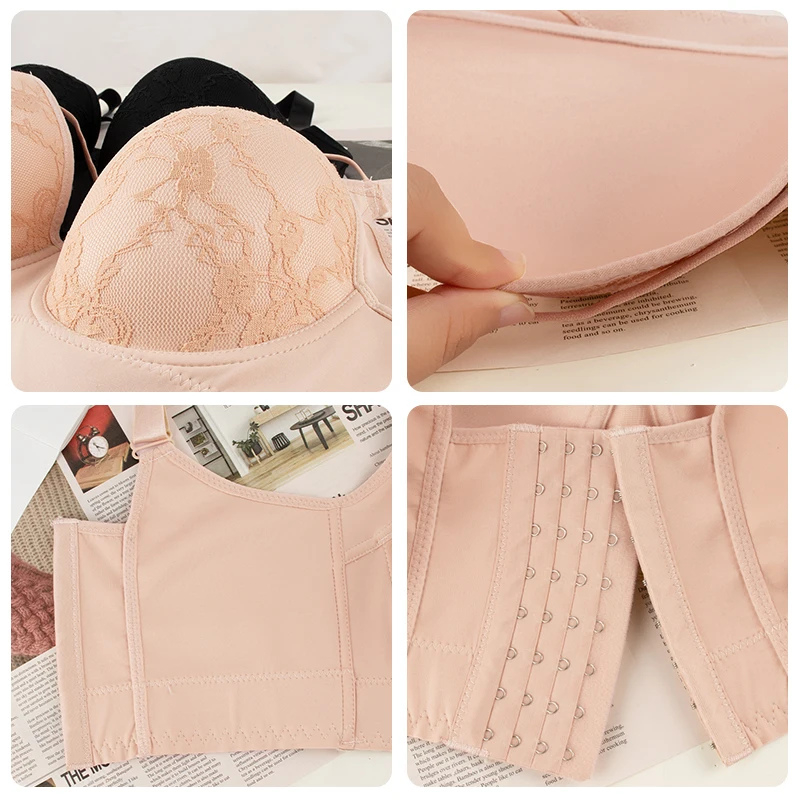 FallSweet grande taille dentelle Push Up soutien - gorge pour femmes couverture arrière complète sans couture à armatures Bralette coupe profonde femme Lingerie sous - vêtements - Miniature 5