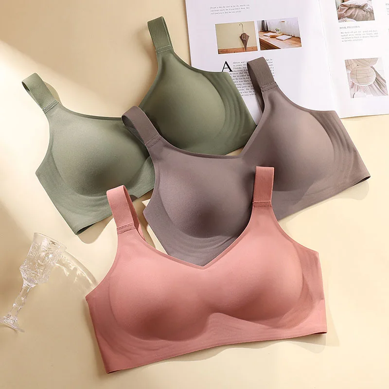 Soutien - gorge push - up à maintien doux grande taille pour femme, sans couture, sans armatures, réglable, fin, pour le sport - Image 1