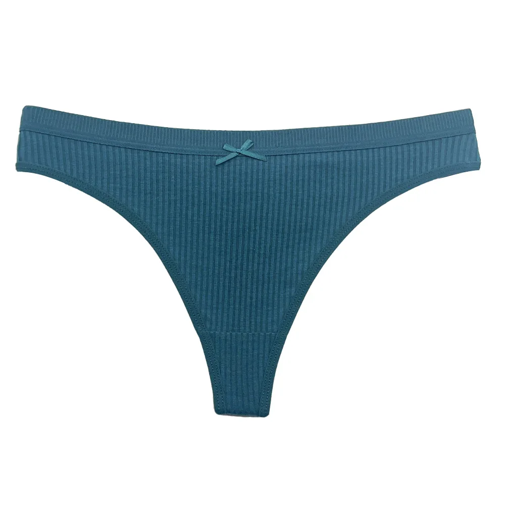 5 pièces/ensemble femmes coton tongs culottes Sexy taille basse string dames Lingerie brésilienne filles respirant intimes Bikini - Miniature 4