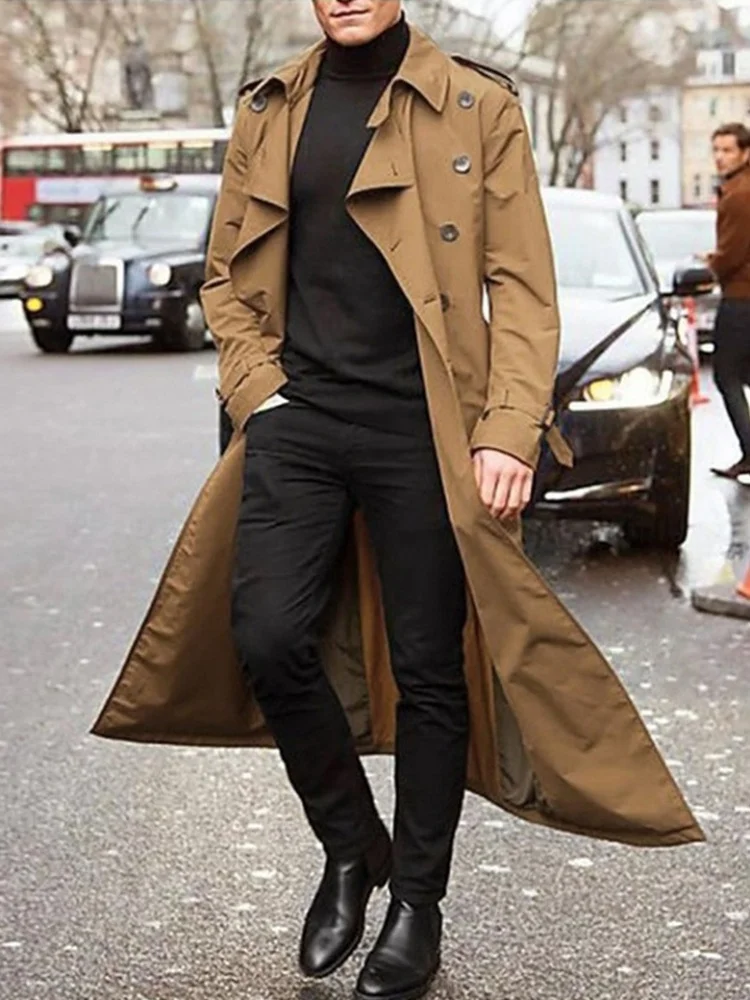Trench - Coat fin pour hommes, Streetwear, mode, manteaux britanniques surdimensionnés de styliste, vêtements pour hommes avec épaulettes, vestes pour printemps - Image 1
