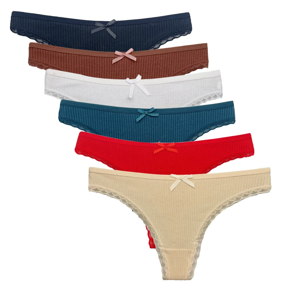 5 pièces/ensemble femmes coton tongs culottes Sexy taille basse string dames Lingerie brésilienne filles respirant intimes Bikini - Miniature 19