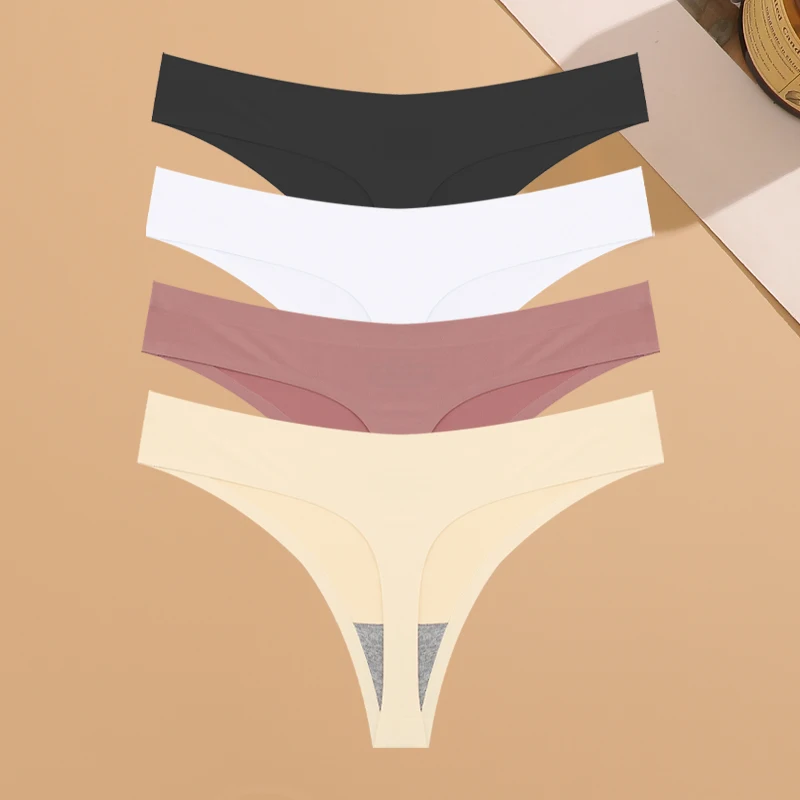 Sous - vêtements sans couture ultra - minces pour femmes, culottes invisibles, tongs de glace sexy, bikini taille basse respirant, lingerie extensible, 4 pièces - Miniature 14