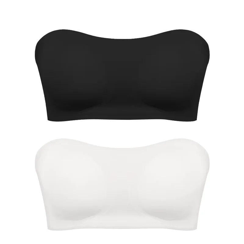 Soutien - gorge sans bretelles sans couture pour femmes, rembourré amovible, haut en soie glacée douce, sous - vêtements sans bretelles, sûr, antidérapant, Push Up, haut tubulaire Sexy - Miniature 18