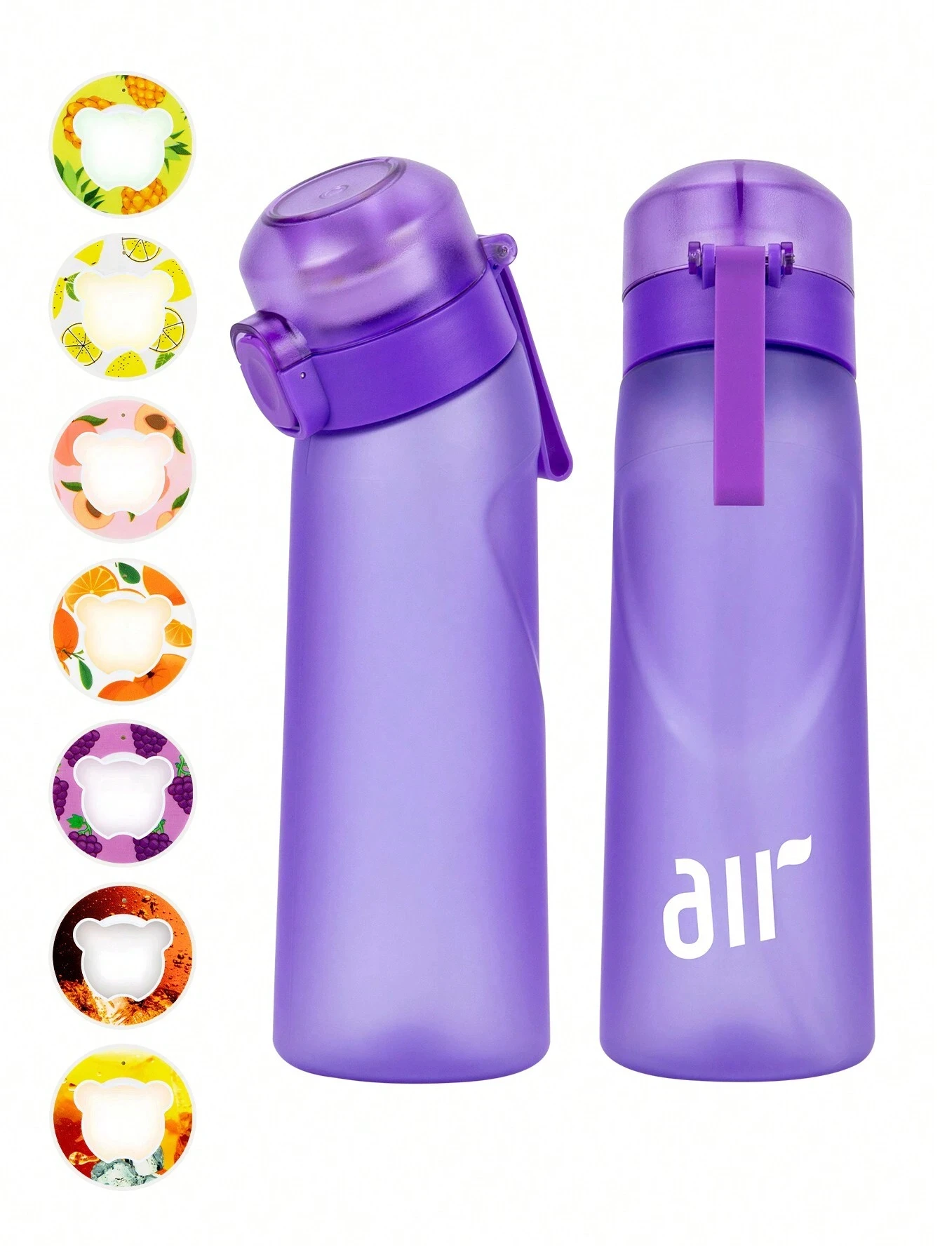 1 bouteille d'eau à air avec 1 dosette de saveur aléatoire portable transparente avec paille anti - fuite adaptée aux sports de plein air - Miniature 8
