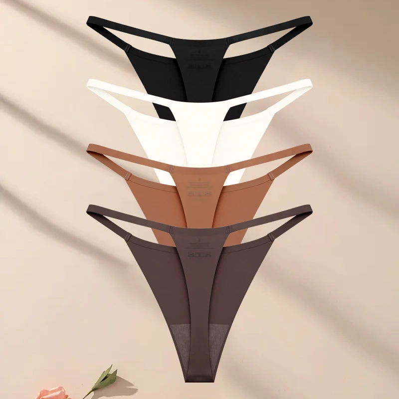 Ensemble de sous - vêtements ultra - minces sans couture pour femmes, culotte sexy à ceinture fine, string de haute commande pour filles, string respirant, lingerie féminine, 4 pièces, 12 pièces - Miniature 7