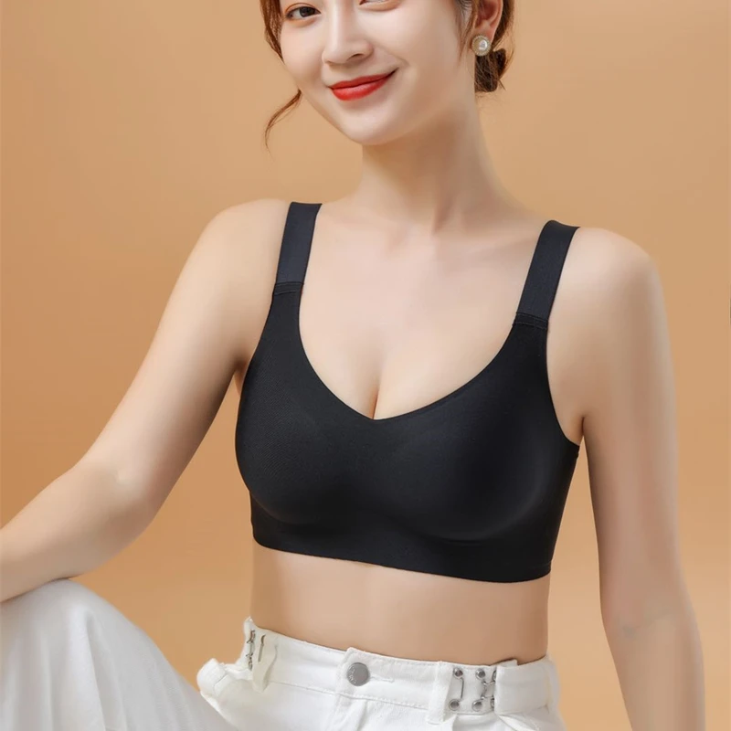 Soutien - gorge push - up à maintien doux grande taille pour femme, sans couture, sans armatures, réglable, fin, pour le sport - Miniature 5