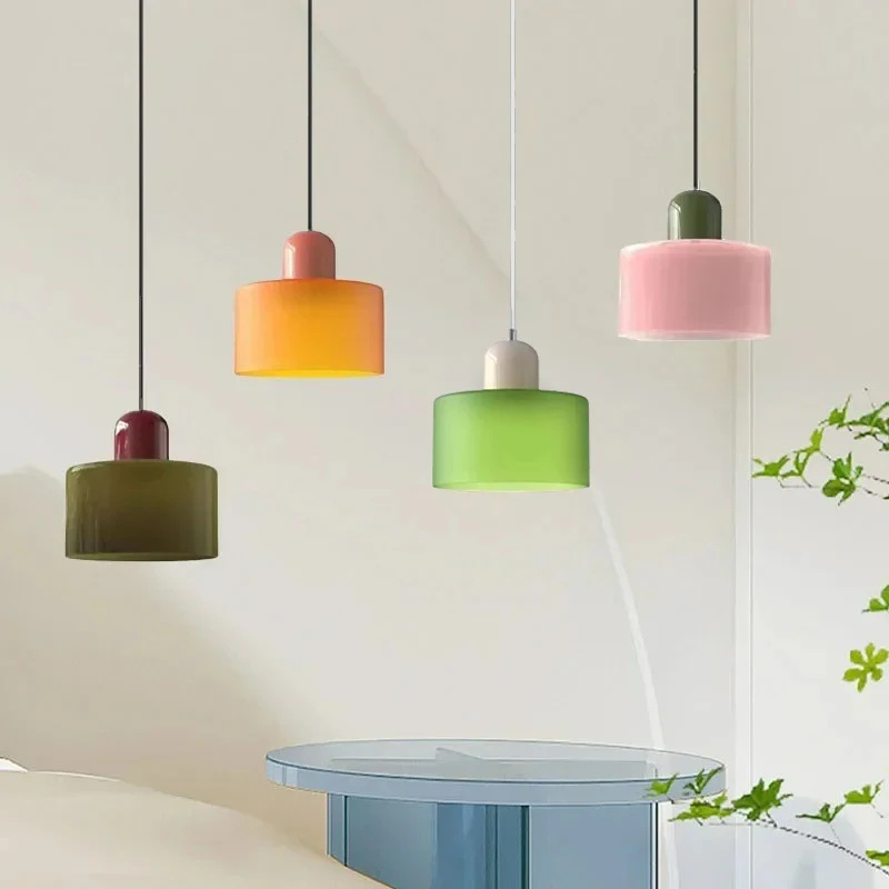 Vintage vitrail petit lustre chevet salle à manger luminaire maison lumière décorative en rose Orange vert blanc - Image 1