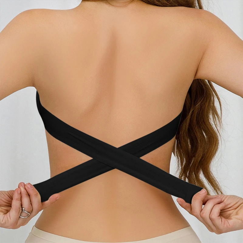 Soutien - gorge sans bretelles sans couture pour femmes, rembourré amovible, haut en soie glacée douce, sous - vêtements sans bretelles, sûr, antidérapant, Push Up, haut tubulaire Sexy - Miniature 5