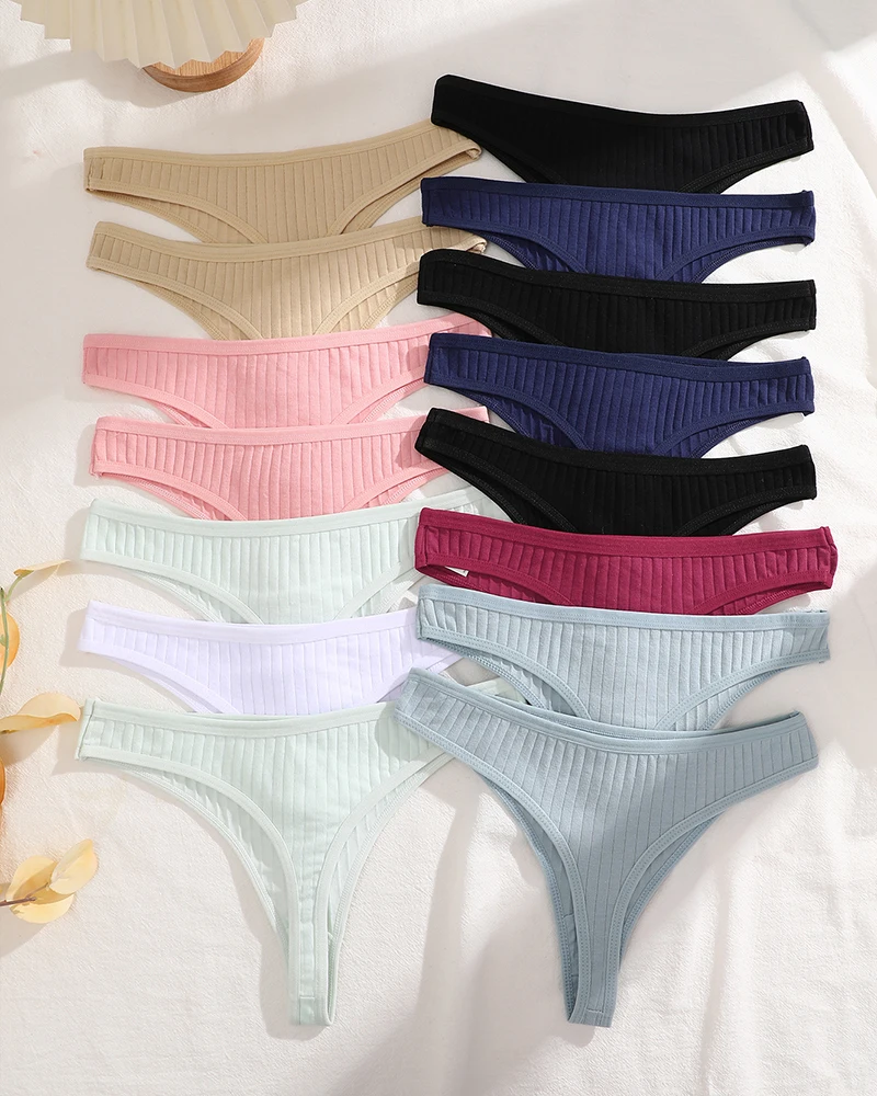 Culotte string en coton pour femme, sous - vêtements sexy, lingerie féminine, slip string solide, 15 pièces - Miniature 16