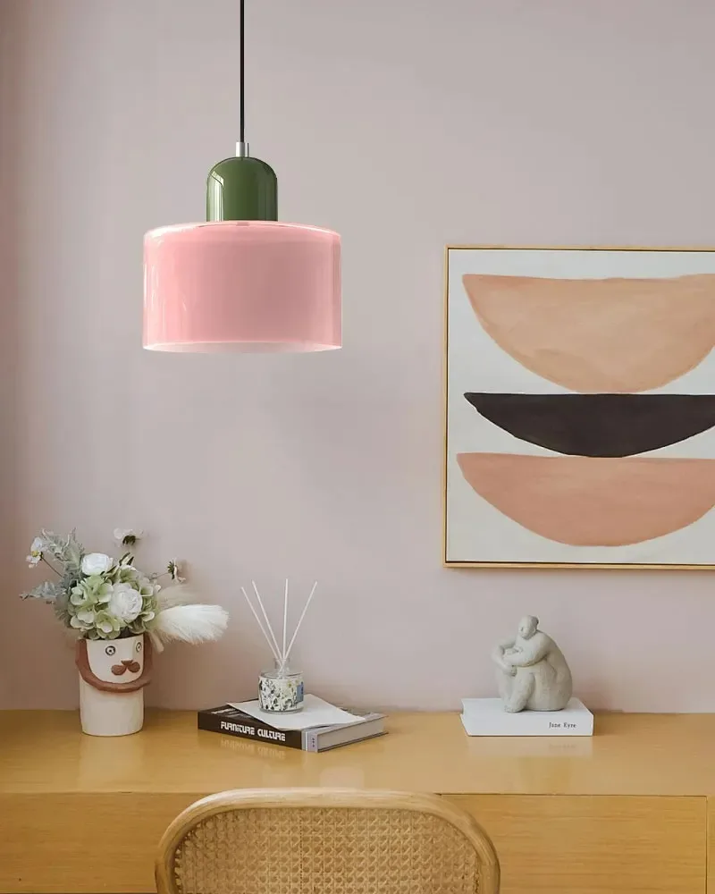Vintage vitrail petit lustre chevet salle à manger luminaire maison lumière décorative en rose Orange vert blanc - Miniature 4