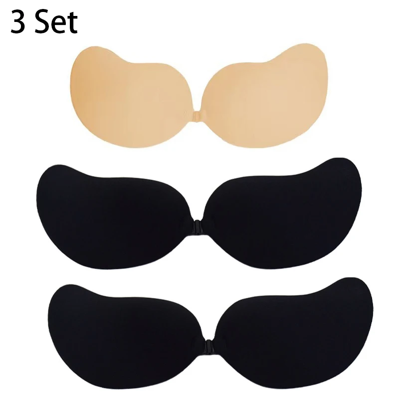 Soutien - gorge Push Up Invisible pour femmes, 3 pièces, dos nu, sans bretelles, sans couture, fermeture frontale, sous - vêtements Bralette, coussinet de soutien - gorge auto - adhésif en Silicone - Miniature 8