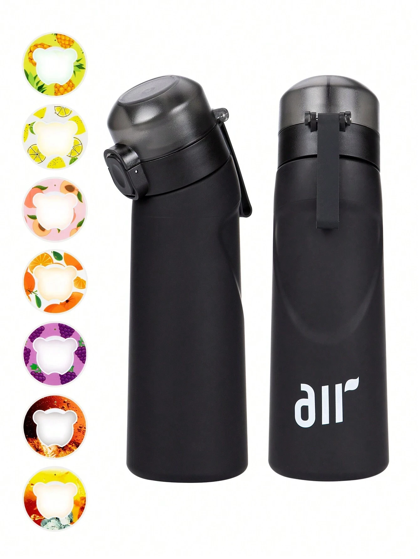 1 bouteille d'eau à air avec 1 dosette de saveur aléatoire portable transparente avec paille anti - fuite adaptée aux sports de plein air - Miniature 13