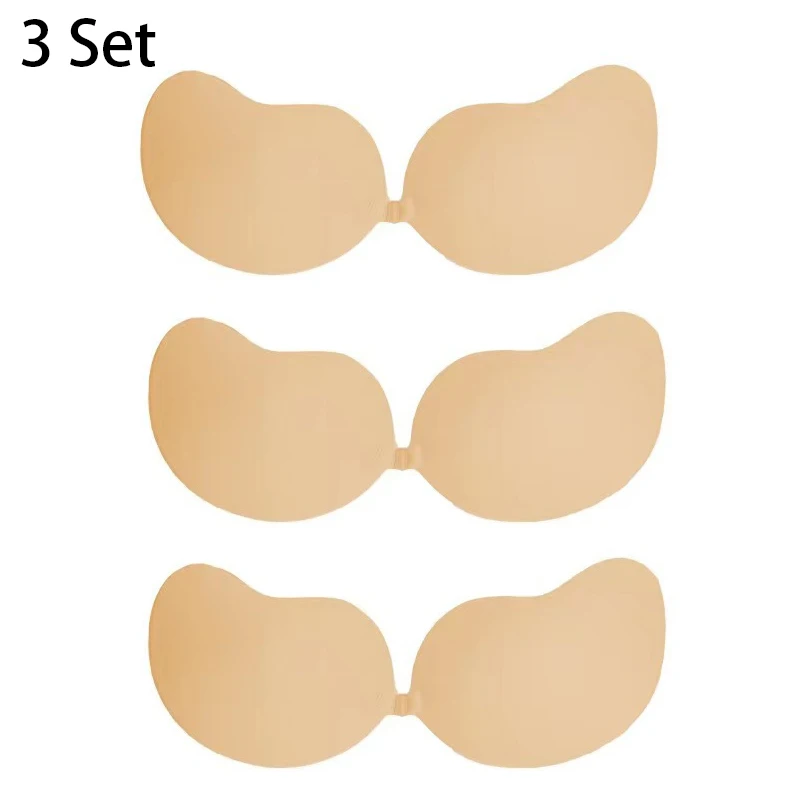 Soutien - gorge Push Up Invisible pour femmes, 3 pièces, dos nu, sans bretelles, sans couture, fermeture frontale, sous - vêtements Bralette, coussinet de soutien - gorge auto - adhésif en Silicone - Miniature 9