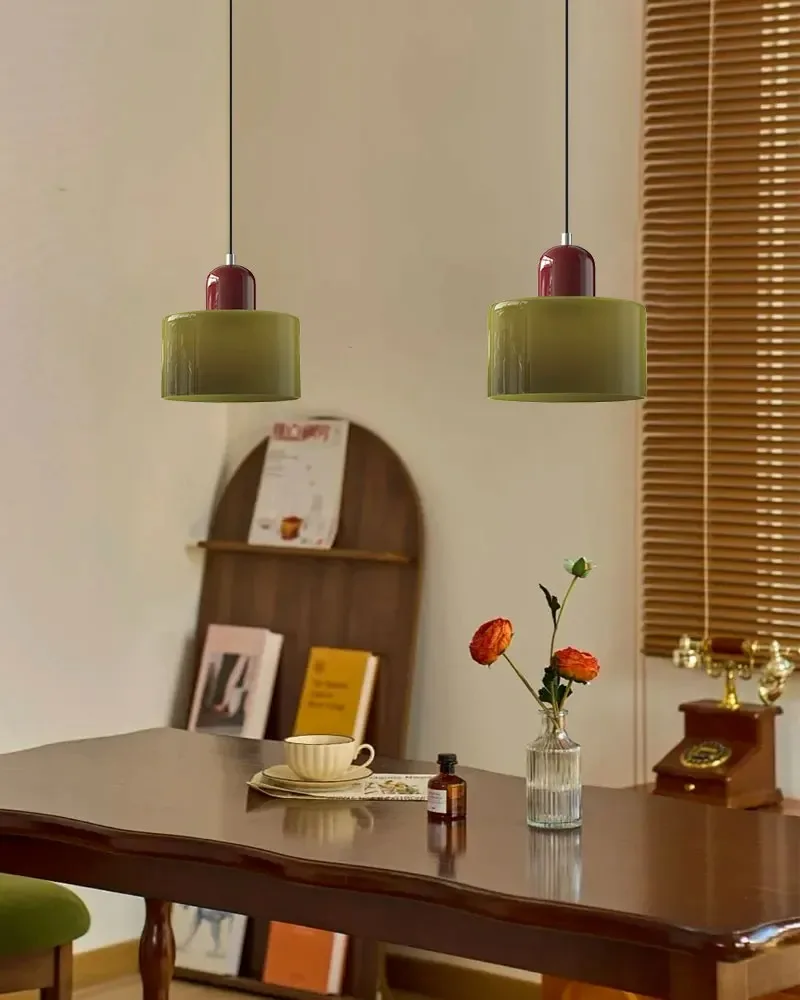 Vintage vitrail petit lustre chevet salle à manger luminaire maison lumière décorative en rose Orange vert blanc - Miniature 2