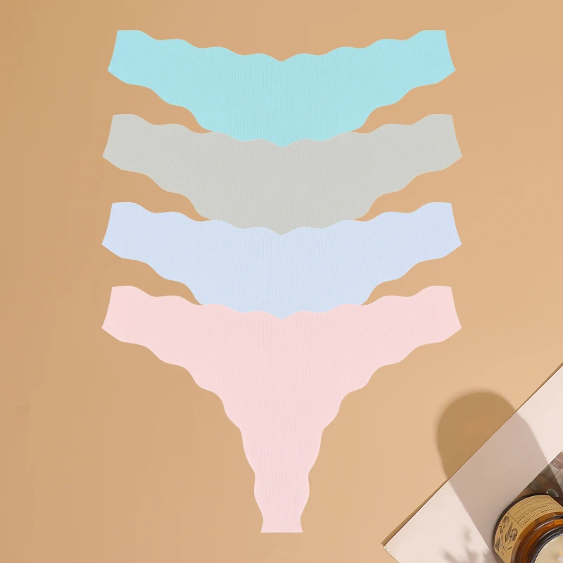 Sous - vêtements en tricot sans couture pour femmes, culotte Ultra douce, Sexy, respirant, solide, taille basse, string extensible, t - back, 4 pièces - Miniature 22