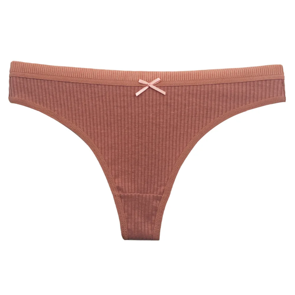 5 pièces/ensemble femmes coton tongs culottes Sexy taille basse string dames Lingerie brésilienne filles respirant intimes Bikini - Miniature 5
