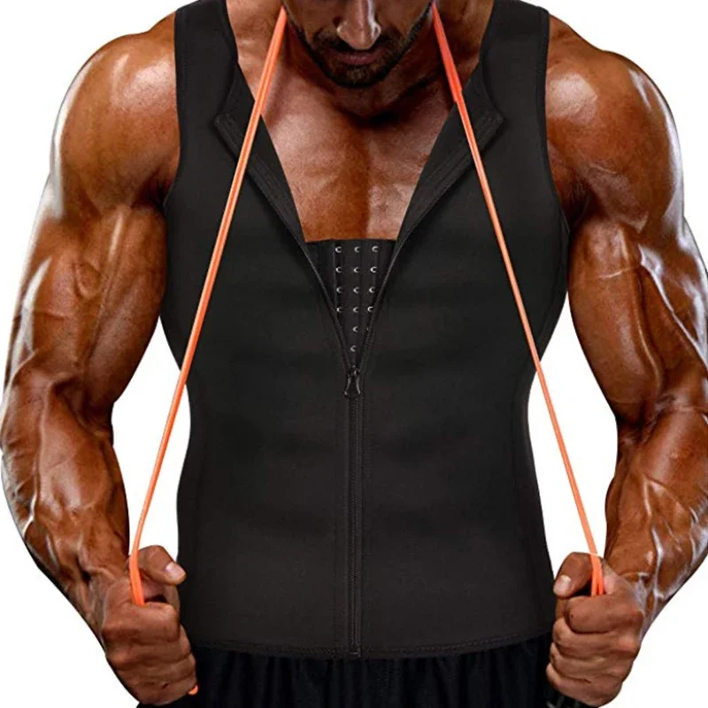 Débardeur amincissant pour hommes, gilet de Compression confortable avec fermeture éclair, solide soutien du dos, maillot de corps, hauts de Compression - Miniature 2