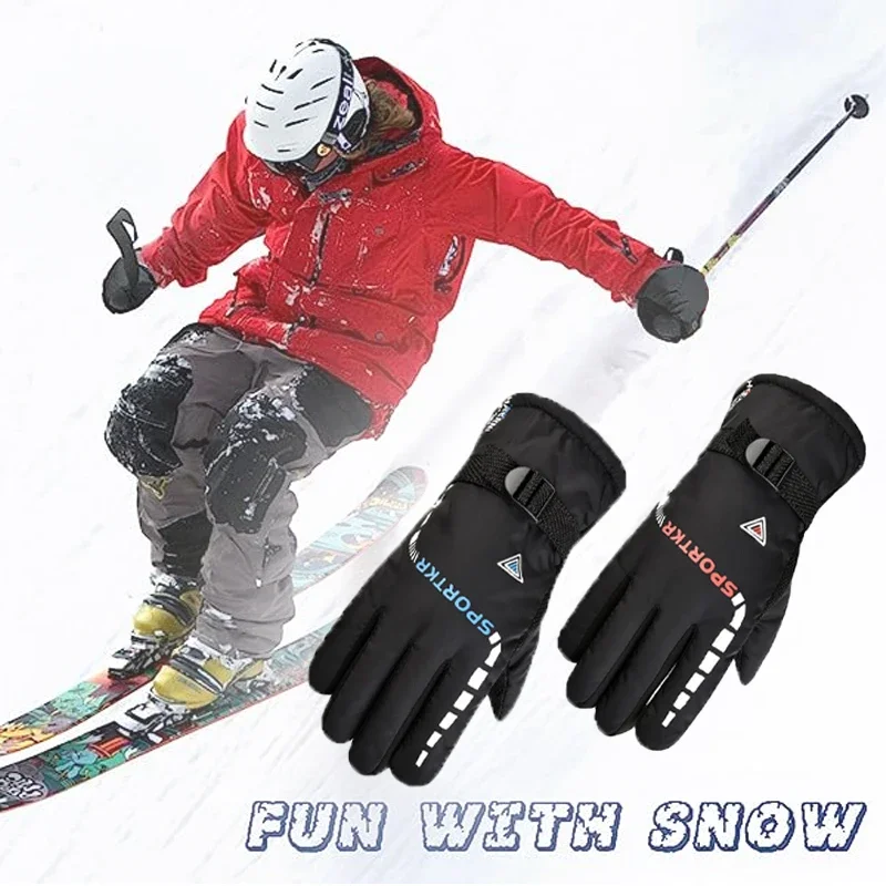 Gants de cyclisme d'hiver imperméables et antidérapants, pour Sports de plein air, Ski, cyclisme, Moto, chauds, unisexe, équipements de Moto, accessoires - pas cher - livraison - Miniature 5