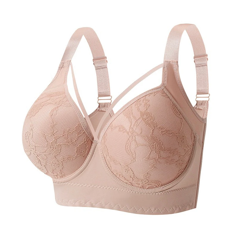 FallSweet grande taille dentelle Push Up soutien - gorge pour femmes couverture arrière complète sans couture à armatures Bralette coupe profonde femme Lingerie sous - vêtements - Miniature 7