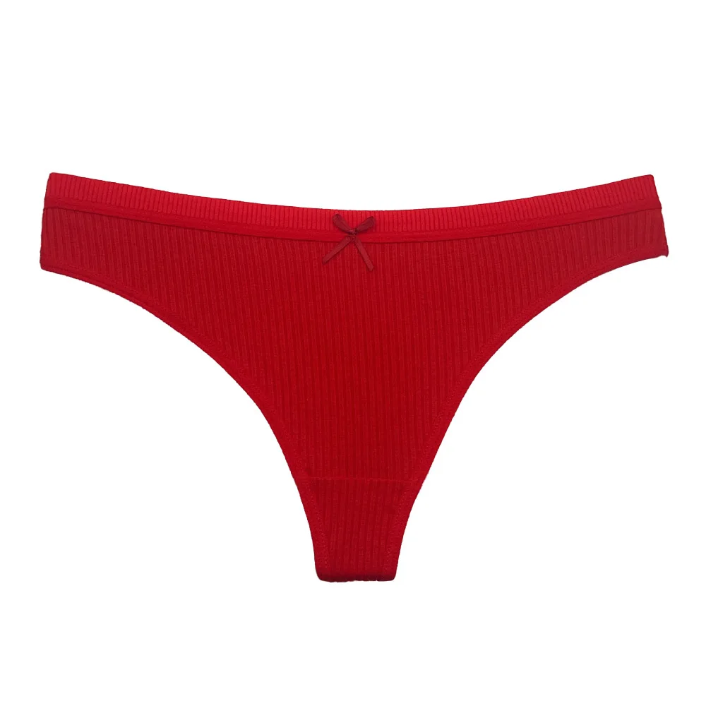 5 pièces/ensemble femmes coton tongs culottes Sexy taille basse string dames Lingerie brésilienne filles respirant intimes Bikini - Miniature 2