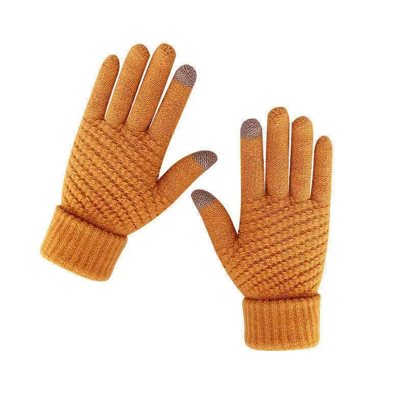 Gants chauds d'hiver pour écran tactile pour femmes et hommes, mitaines en tricot classiques extensibles, en laine, doigt complet, pour cyclisme en plein air, conduite - pas cher - livraison - Miniature 14