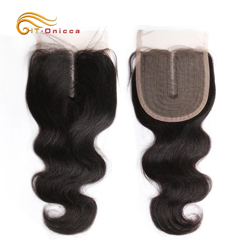 Perruque Lace Closure brésilienne naturelle – Meche, Cheveux humains, Body Wave, T Part, couleur naturelle - Image 1