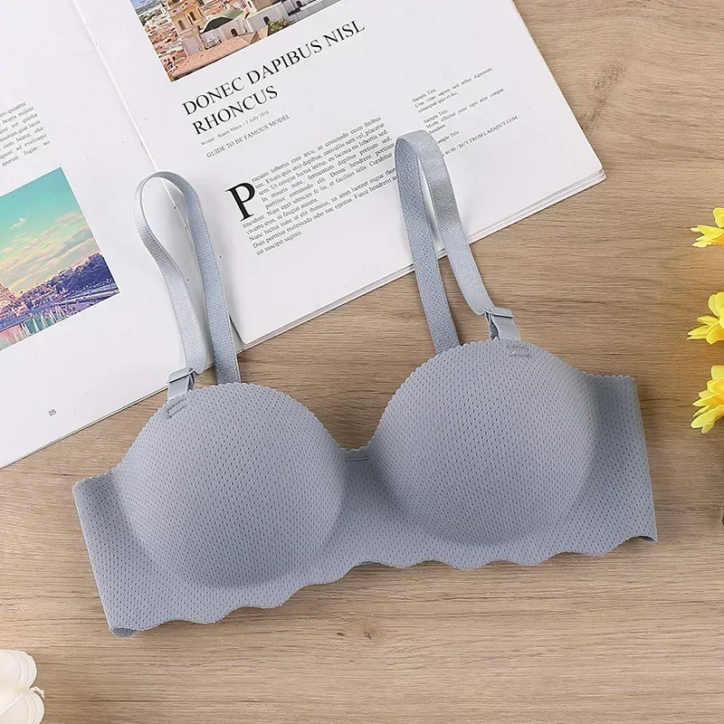 Soutien - gorge Sexy Push Up sous - vêtements sans couture femmes couleur unie sans fil Lingerie Feamle une pièce rassembler bretelles convertibles brassière - Miniature 10