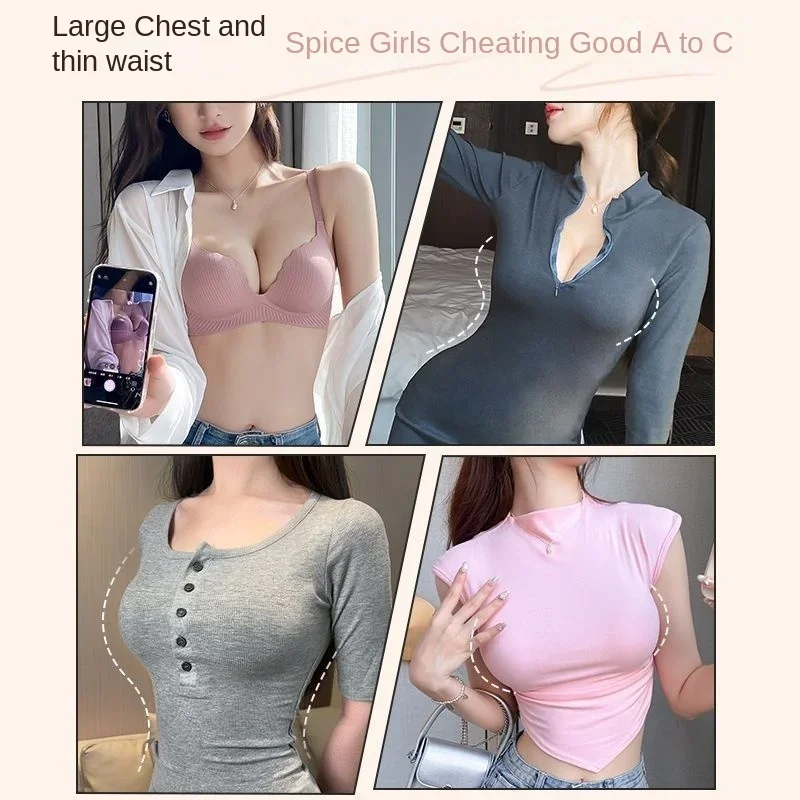 Soutien - gorge Push Up pour petite poitrine, Ultra épais, rembourré, sans anneau en acier, confortable et Sexy, Lingerie pour poitrine plate, pour femmes, nouvelle collection 2024 - Miniature 5