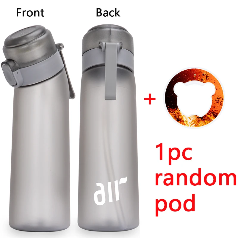 1 bouteille d'eau à air avec 1 dosette de saveur aléatoire portable transparente avec paille anti - fuite adaptée aux sports de plein air - Miniature 14