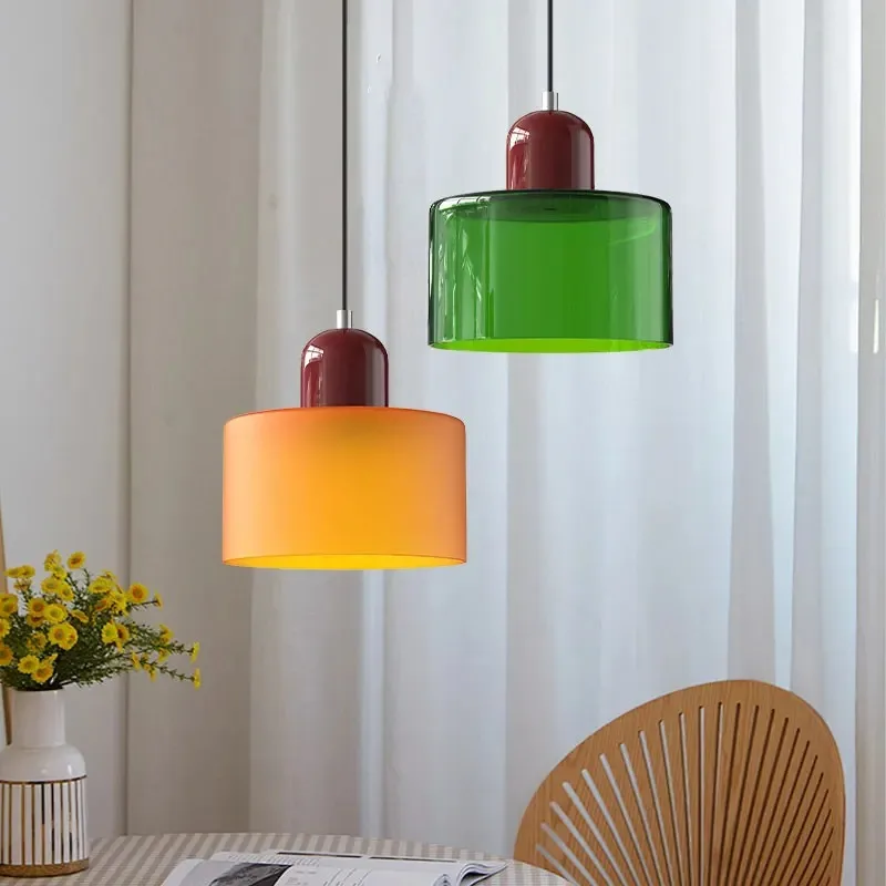 Vintage vitrail petit lustre chevet salle à manger luminaire maison lumière décorative en rose Orange vert blanc - Miniature 3