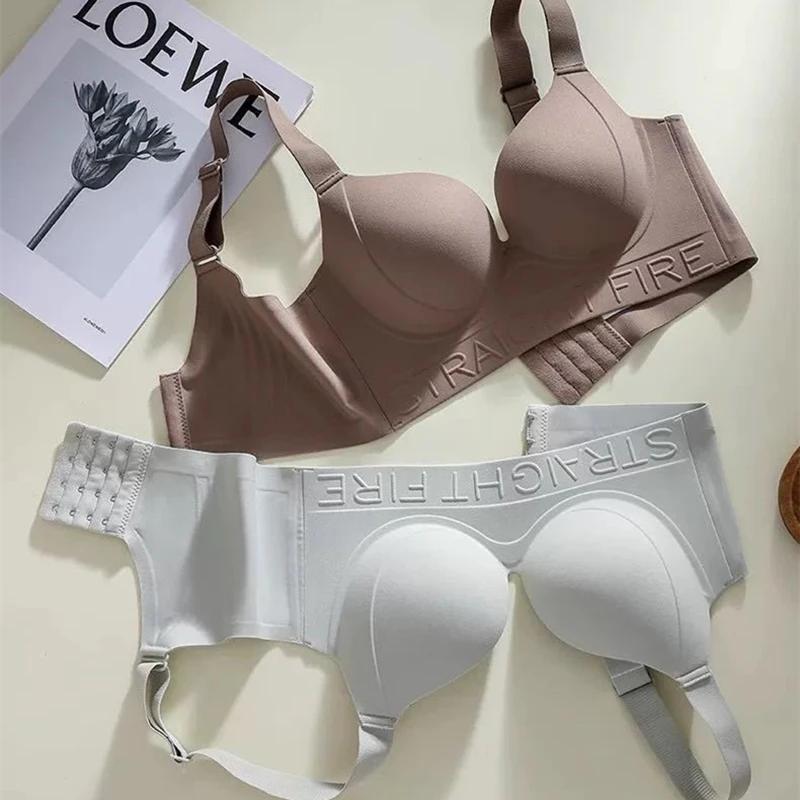 Sous - vêtements grande taille, Style fin, gros seins, montrent de petits seins et Anti - affaissement sans anneau en acier, Type de réglage, soutien - gorge pour femmes - Miniature 2