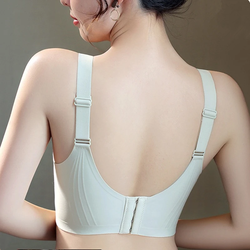 Sous - vêtements grande taille, Style fin, gros seins, montrent de petits seins et Anti - affaissement sans anneau en acier, Type de réglage, soutien - gorge pour femmes - Miniature 6