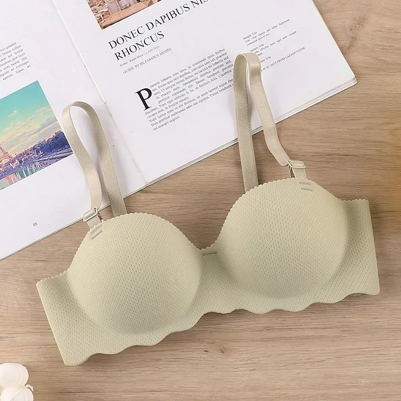 Soutien - gorge Sexy Push Up sous - vêtements sans couture femmes couleur unie sans fil Lingerie Feamle une pièce rassembler bretelles convertibles brassière - Miniature 12