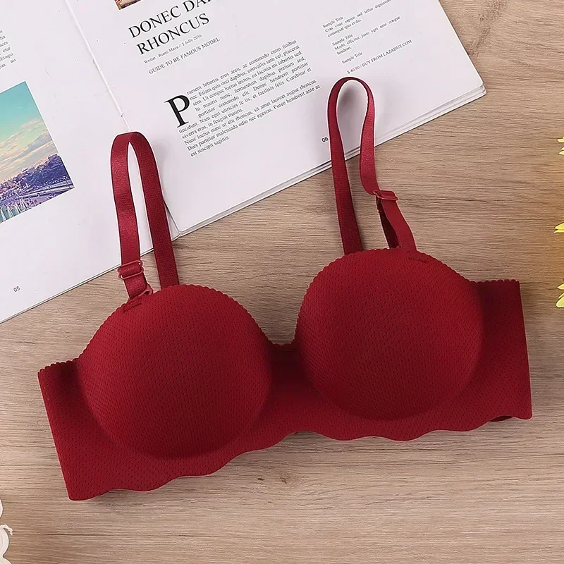 Soutien - gorge Sexy Push Up sous - vêtements sans couture femmes couleur unie sans fil Lingerie Feamle une pièce rassembler bretelles convertibles brassière - Miniature 15