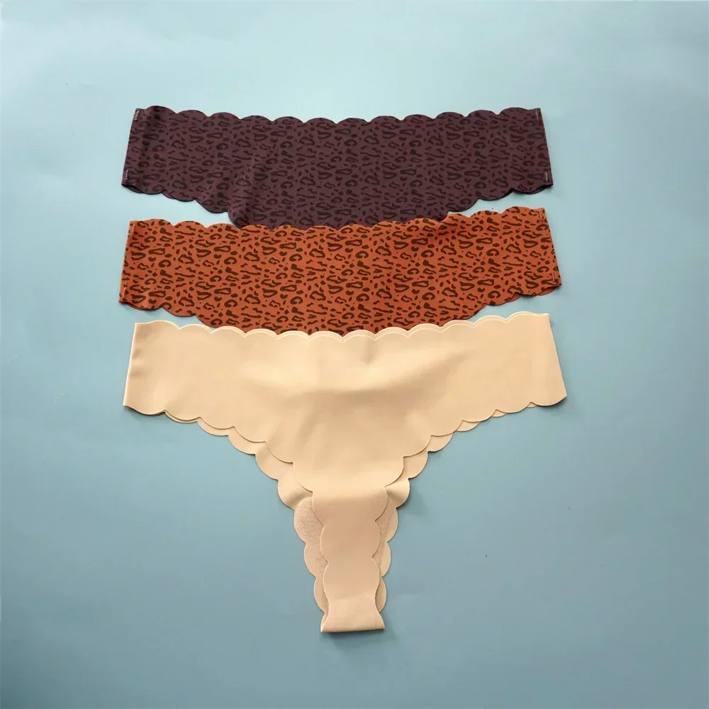 String en soie glacée pour femmes, 3 pièces/paquet, Super léger, sans couture, Lingerie Sexy, sous - vêtements, séchage rapide, culotte string, Tangas - Miniature 10