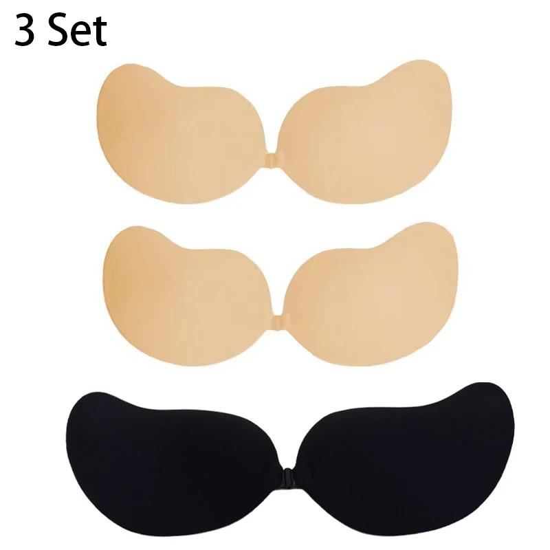 Soutien - gorge Push Up Invisible pour femmes, 3 pièces, dos nu, sans bretelles, sans couture, fermeture frontale, sous - vêtements Bralette, coussinet de soutien - gorge auto - adhésif en Silicone - Miniature 10