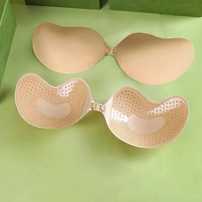 1/2 pièces réutilisable Silicone buste mamelon couverture Pasties autocollants mangue sein auto - adhésif Invisible ascenseur bande Push Up soutien - gorge sans bretelles - Miniature 8