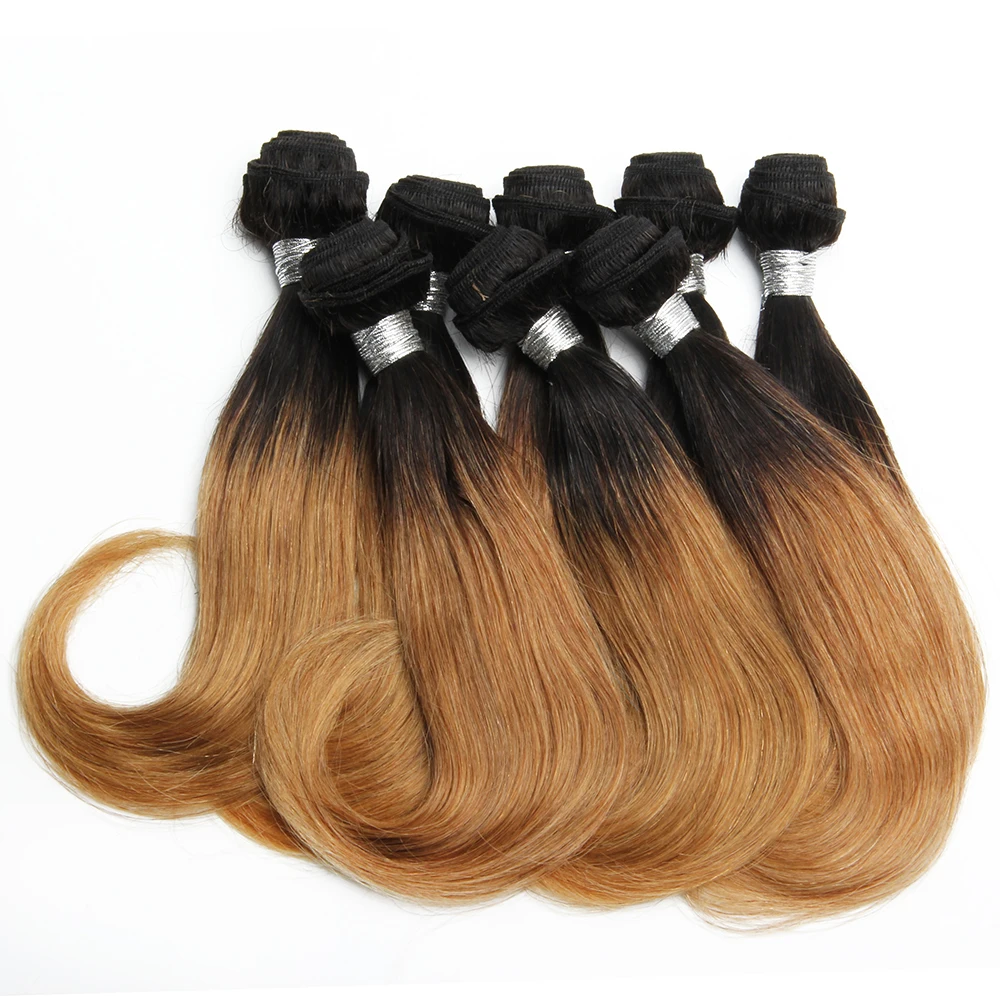Bundles brésiliens de cheveux humains bouclés pour femmes, Ombre, Bob, Extensions, T1b, 27, 30, 8 Bundles - Miniature 2