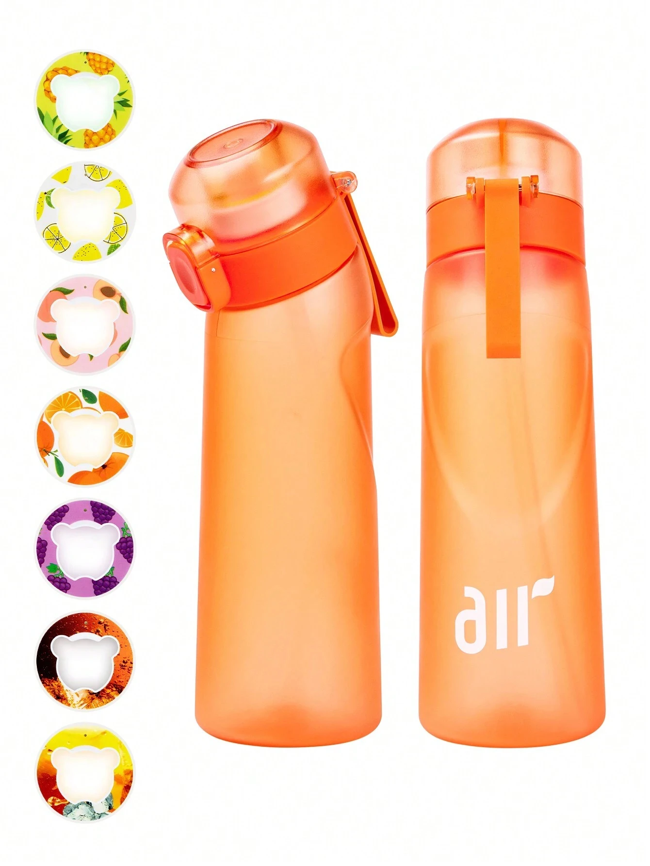 1 bouteille d'eau à air avec 1 dosette de saveur aléatoire portable transparente avec paille anti - fuite adaptée aux sports de plein air - Miniature 18