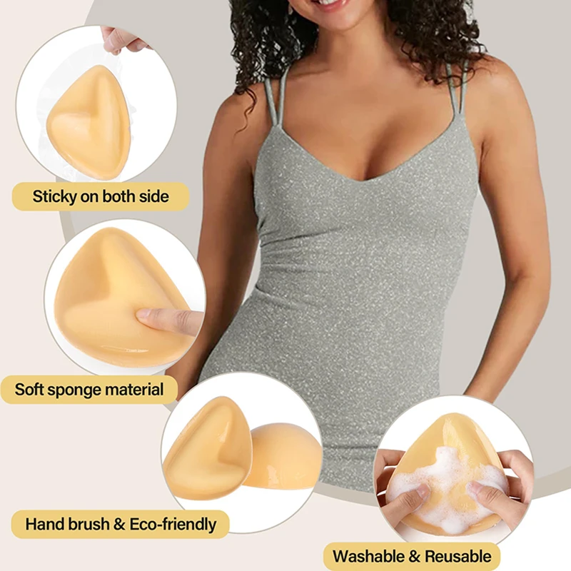 Coussinets de soutien - gorge collants Double face pour femmes, coussinets de soutien - gorge Push Up Ultra instantanés, Inserts rembourrés réutilisables, levage sans bretelles pour maillot de bain, été - Miniature 2